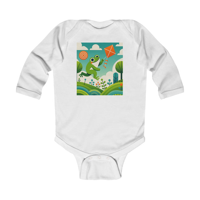 Young Frog’s Kite Adventure Baby Long Sleeve Bodysuit – Cozy Whimsical Sky Design