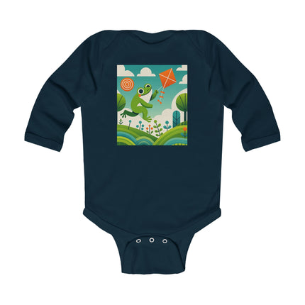 Young Frog’s Kite Adventure Baby Long Sleeve Bodysuit – Cozy Whimsical Sky Design