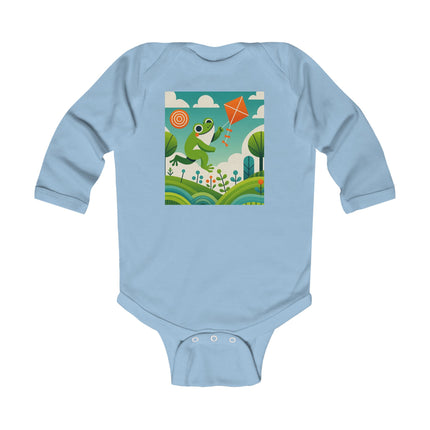 Young Frog’s Kite Adventure Baby Long Sleeve Bodysuit – Cozy Whimsical Sky Design