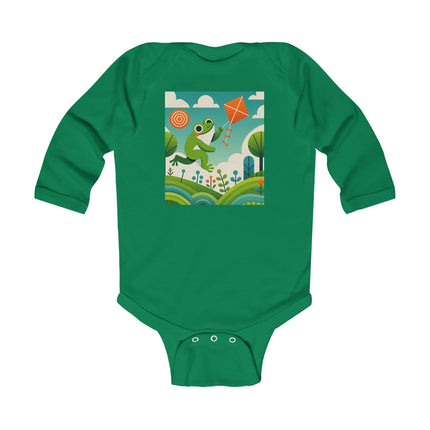 Young Frog’s Kite Adventure Baby Long Sleeve Bodysuit – Cozy Whimsical Sky Design