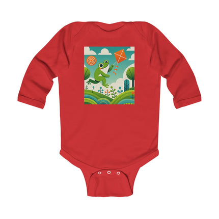 Young Frog’s Kite Adventure Baby Long Sleeve Bodysuit – Cozy Whimsical Sky Design