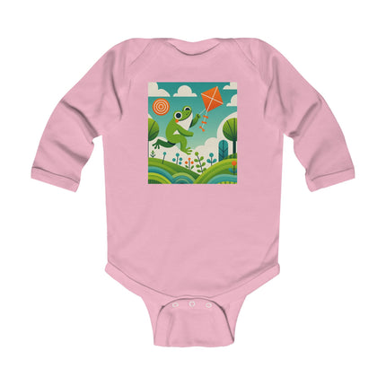 Young Frog’s Kite Adventure Baby Long Sleeve Bodysuit – Cozy Whimsical Sky Design