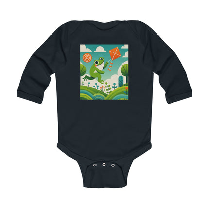 Young Frog’s Kite Adventure Baby Long Sleeve Bodysuit – Cozy Whimsical Sky Design