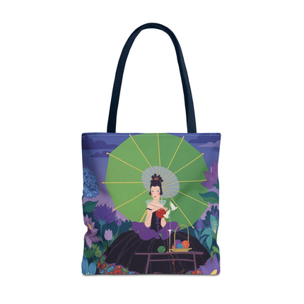 🧶🌸 The Lady Of The Enchanted Knitting Garden Tote Bag – Art Deco Floral Fantasy