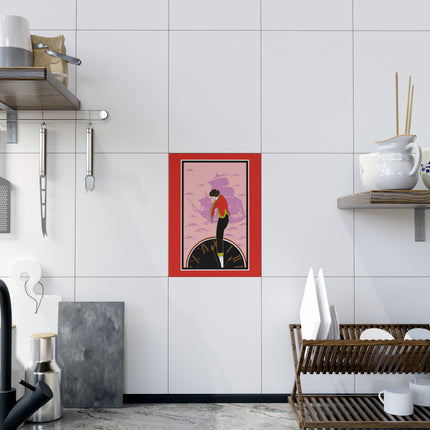 Woman Waiting for her Beloved at 1:59 by Kobayashi Kaichi Ceramic Tile