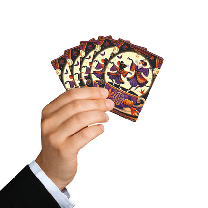 Theatrical Halloween Kabuki Mice on Teacup Playing Cards