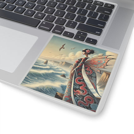 🌊🧚 Coastal Fairy Kiss-Cut Sticker – Serene Grace & Oceanic Magic