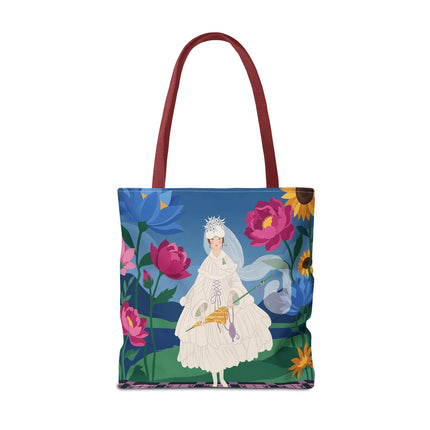 🌸👑 The Lady Of The Enchanted Flower Crown Tote Bag – Art Deco Garden Fantasy