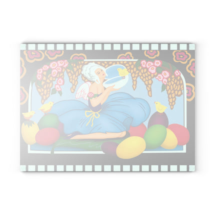 Blooms and Chicks Glass Cutting Board