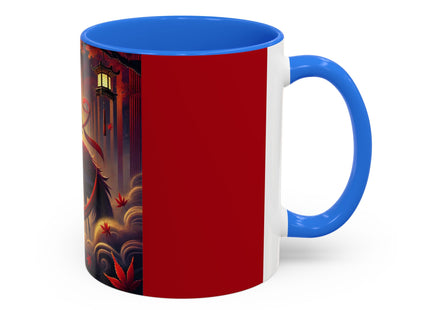 Regal Crimson Crane in the Autumn Mist Colorful Mugs (11oz, 15oz)