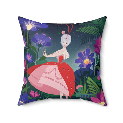 🌺✨ The Lady Of The Starlit Enchanted Garden Square Pillow – Art Deco Floral Fantasy
