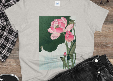 Blooming Lotus Flowers by Ohara Koson Women's Midweight Cotton Tee