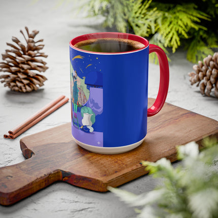 Wishes Beneath the Comet Sky Colorful Mug (11oz, 15oz) – Celestial Magic, Art Deco Elegance & Dreamy Wonder