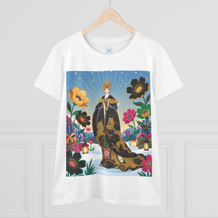 🌸✨ The Golden Garden Empress Cotton Tee – Asian-Inspired Floral Fantasy