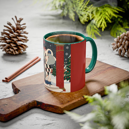 ❄️✨ The Winter Couture Promenade Colorful Mug – Art Deco Holiday Elegance