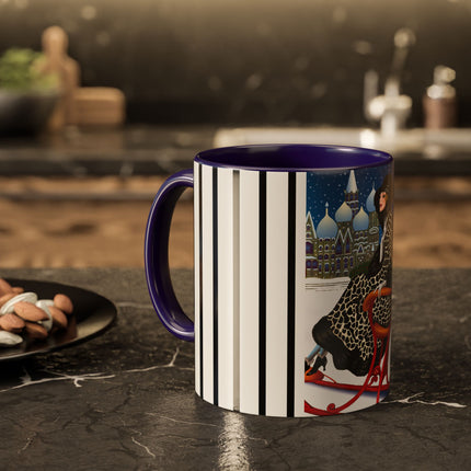 Elegant Winter Woman in Sleigh Colorful Mugs (11oz, 15oz)