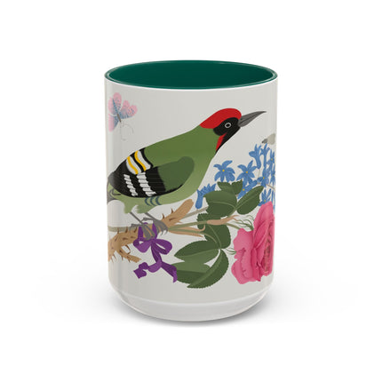 Woodpecker & Rose Colorful Mugs – Vibrant Spring & Bold Beauty