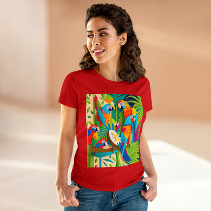 Colorful Macaws Women's Midweight Cotton Tee