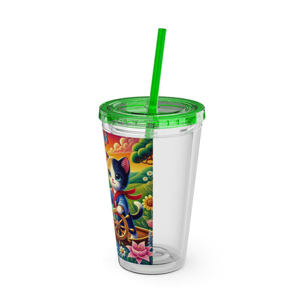 Sailor Kitten’s River Adventure Sunsplash Tumbler with Straw, 16oz