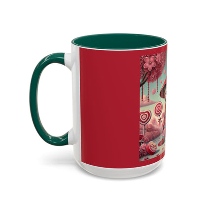 Whimsical Geisha Kitten in a Valentine Garden Colorful Mugs (11oz, 15oz)