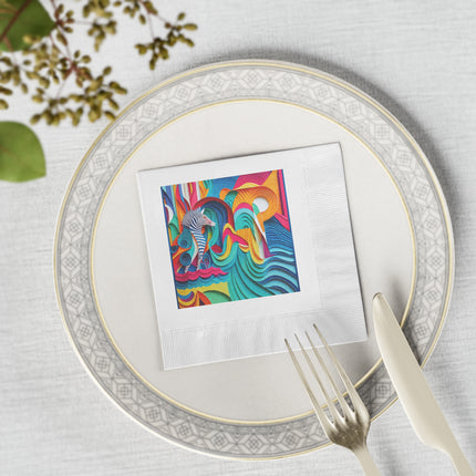 Surfing Zebra White Coined Napkins