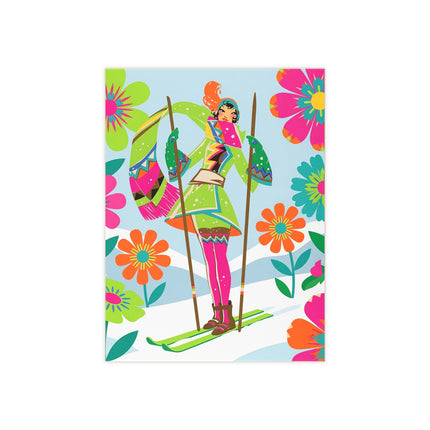 🎿🌸 The Winter Flower Adventurer Ceramic Tile – Colorful Alpine Fantasy