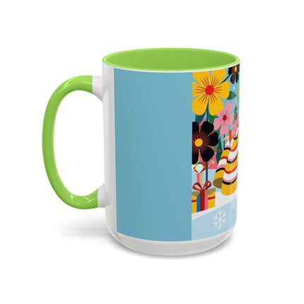 🌼🎄 The Christmas Blossom Belle Colorful Mug – Colorful Art Deco Holiday Fantasy