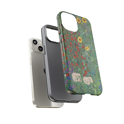 Farm Garden with Sunflowers by Gustav Klimt Phone Cases