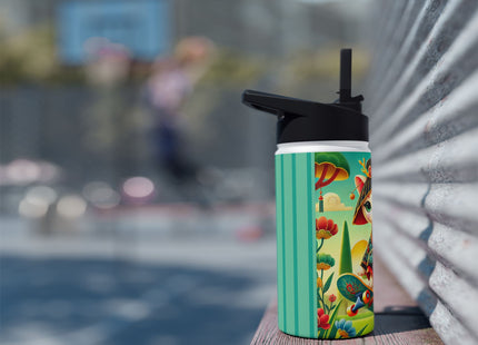 Dragon Dance on Wheels Stainless Steel Water Bottle, Standard Lid