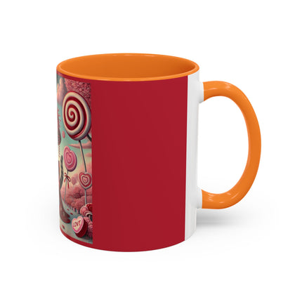 Whimsical Geisha Kitten in a Valentine Garden Colorful Mugs (11oz, 15oz)