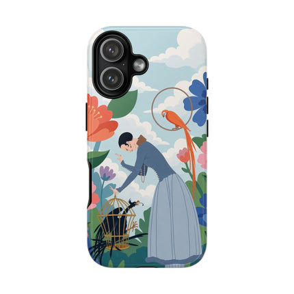 🦜🌺 The Lady Of The Garden Aviary Phone Case – Art Deco Floral Whimsy