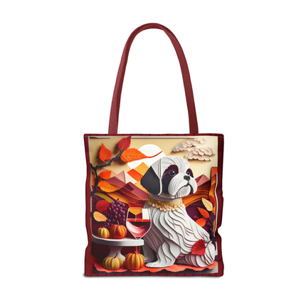 Shih Tzu at an Autumn Wine Tasting Tote Bag (AOP)