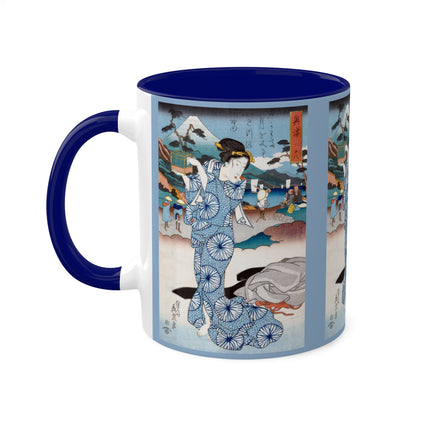 Japanese woman woodblock print by Keisai Eisen Colorful Mugs, 11oz