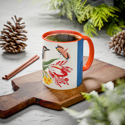Woodpecker & Tulip Colorful Mugs – Vibrant Spring & Bold Beauty