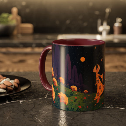 🌙🌼 The Moonlit Floral Dancer Colorful Mug – Art Deco Garden Fantasy