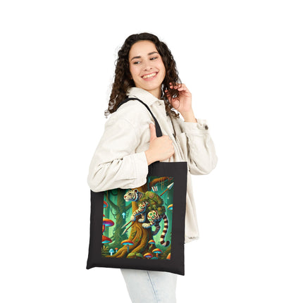 The Silent Stripes Cotton Canvas Tote Bag – Stealth, Grace & Enchanted Forest