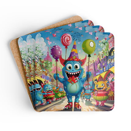 Monster Parade Madness Corkwood Coaster Set