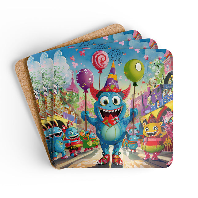 Monster Parade Madness Corkwood Coaster Set