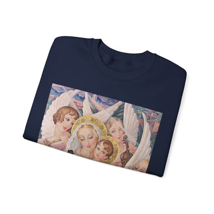 Madonna with Child Surrounded by Musical Angels by Gerda Wegener Heavy Blend™ Crewneck Sweatshirt