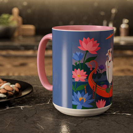 The Lady Of The Lotus Voyage Colorful Mugs – Art Deco Botanical Elegance