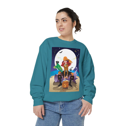 Moonlit Pirate Halloween Unisex Garment-Dyed Sweatshirt