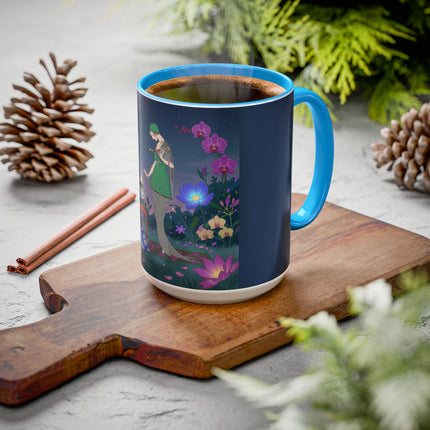 Moonlit Incense Ceremony Colorful Mugs – Art Deco Meditation Garden