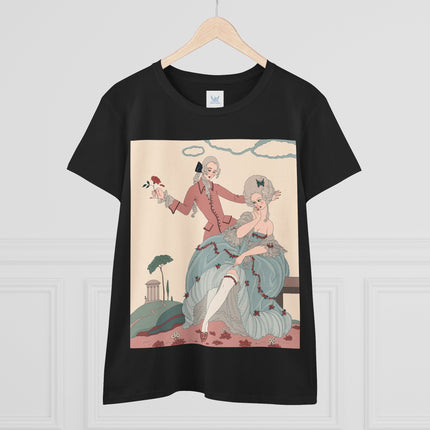 🌹🎀 The Rose Garden Courtship Cotton Tee – Art Deco Romantic Fashion