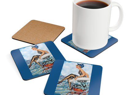 Playful Waves and Fashion Follies Corkwood Coaster Set