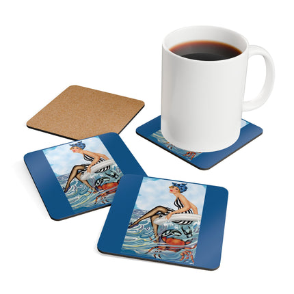 Playful Waves and Fashion Follies Corkwood Coaster Set