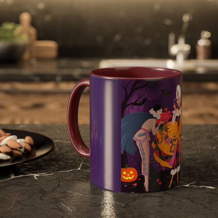 🎭🌹 The Harlequin Rose Masquerade Colorful Mug – Theatrical Halloween Romance