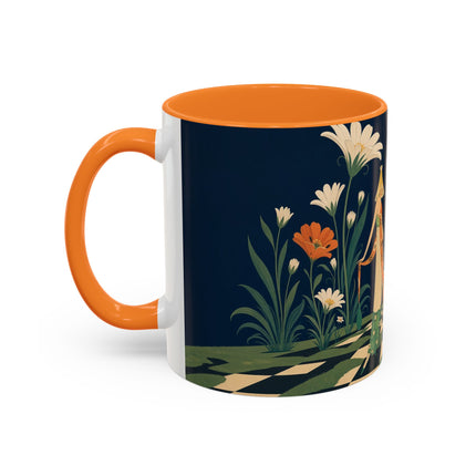 🌼🧡 The Midnight Floral Masquerade Colorful Mug – Art Deco Fashion Fantasy