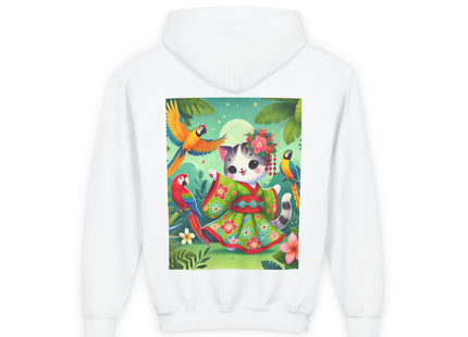 Parrot Dance of the Geisha Kitten Youth Heavy Blend Hooded Sweatshirt