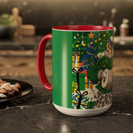 🍀🎄 The Emerald Holly Christmas Colorful Mug – Art Deco Holiday Elegance