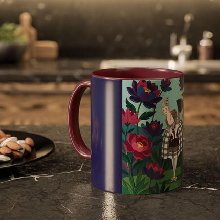 The Lady Of The Lotus Garden Colorful Mugs – Art Deco Botanical Elegance